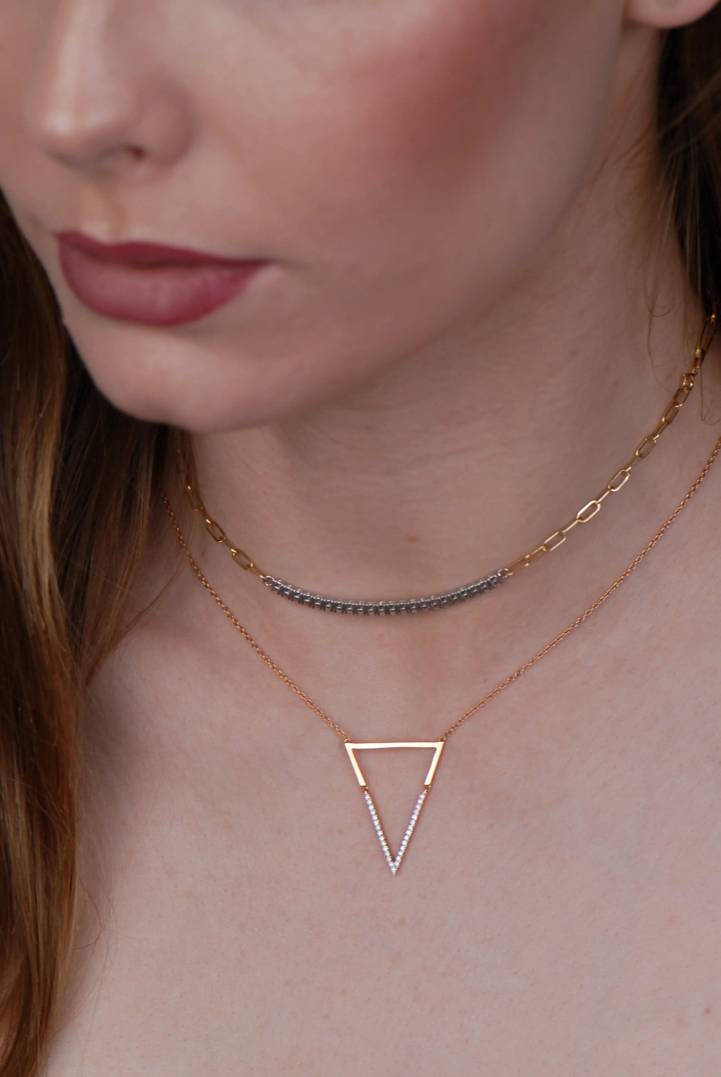 V Diamond Pendant Necklace