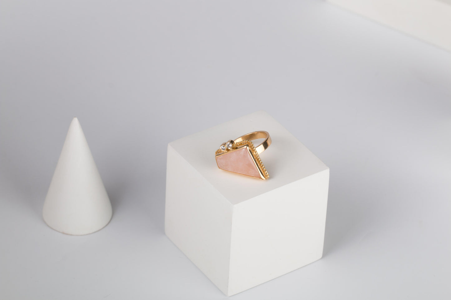 Blush Radiance Set – 18K Gold Necklace & Ring with Pink Stones